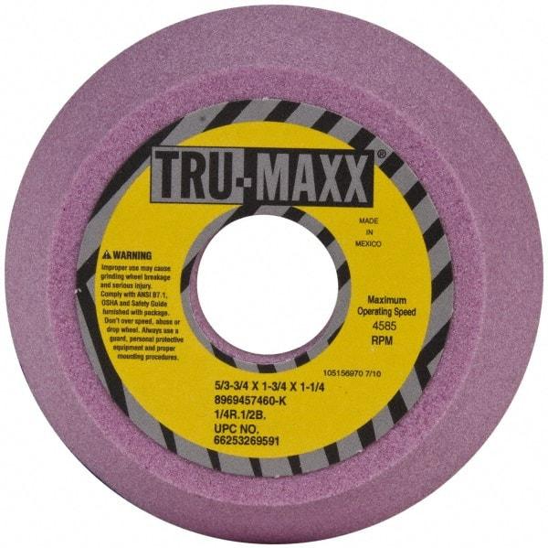 Tru-Maxx - 5" Diam, 1-1/4" Hole Size, 1-3/4" Overall Thickness, 60 Grit, Type 11 Tool & Cutter Grinding Wheel - Medium Grade, Aluminum Oxide, K Hardness, 4,585 RPM - Eagle Tool & Supply