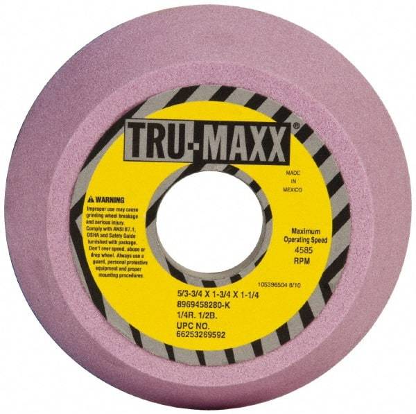 Tru-Maxx - 5" Diam, 1-1/4" Hole Size, 1-3/4" Overall Thickness, 80 Grit, Type 11 Tool & Cutter Grinding Wheel - Medium Grade, Aluminum Oxide, K Hardness, 4,585 RPM - Eagle Tool & Supply