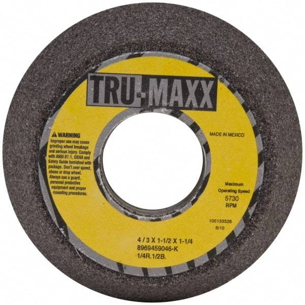 Tru-Maxx - 4" Diam, 1-1/4" Hole Size, 1-1/2" Overall Thickness, 46 Grit, Type 11 Tool & Cutter Grinding Wheel - Coarse Grade, Aluminum Oxide, K Hardness, 5,730 RPM - Eagle Tool & Supply
