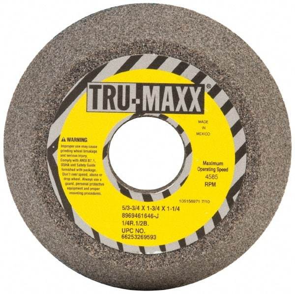 Tru-Maxx - 5" Diam, 1-1/4" Hole Size, 1-3/4" Overall Thickness, 46 Grit, Type 11 Tool & Cutter Grinding Wheel - Coarse Grade, Aluminum Oxide, J Hardness, 4,585 RPM - Eagle Tool & Supply