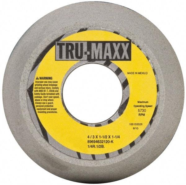 Tru-Maxx - 4" Diam, 1-1/4" Hole Size, 1-1/2" Overall Thickness, 120 Grit, Type 11 Tool & Cutter Grinding Wheel - Fine Grade, Aluminum Oxide, K Hardness, 5,730 RPM - Eagle Tool & Supply