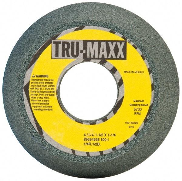 Tru-Maxx - 4" Diam, 1-1/4" Hole Size, 1-1/2" Overall Thickness, 100 Grit, Type 11 Tool & Cutter Grinding Wheel - Fine Grade, Silicon Carbide, I Hardness, 5,730 RPM - Eagle Tool & Supply