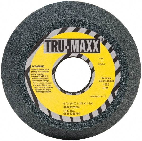 Tru-Maxx - 5" Diam, 1-1/4" Hole Size, 1-3/4" Overall Thickness, 60 Grit, Type 11 Tool & Cutter Grinding Wheel - Medium Grade, Aluminum Oxide, I Hardness, 4,585 RPM - Eagle Tool & Supply
