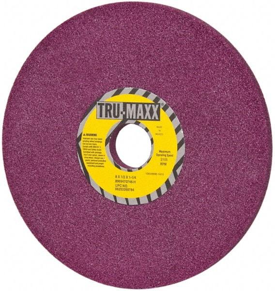 Tru-Maxx - 8" Diam x 1-1/4" Hole x 1/2" Thick, H Hardness, 46 Grit Surface Grinding Wheel - Aluminum Oxide, Type 1, Coarse Grade, 3,105 Max RPM, No Recess - Eagle Tool & Supply
