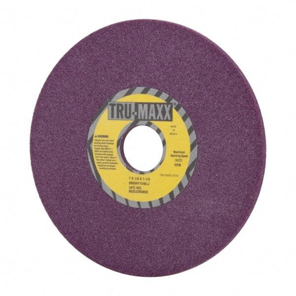 Tru-Maxx - 7" Diam x 1-1/4" Hole x 1/4" Thick, J Hardness, 46 Grit Surface Grinding Wheel - Aluminum Oxide, Type 1, Coarse Grade, 3,600 Max RPM, No Recess - Eagle Tool & Supply
