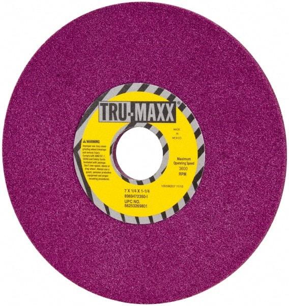 Tru-Maxx - 7" Diam x 1-1/4" Hole x 1/4" Thick, I Hardness, 60 Grit Surface Grinding Wheel - Aluminum Oxide, Type 1, Medium Grade, 3,600 Max RPM, No Recess - Eagle Tool & Supply