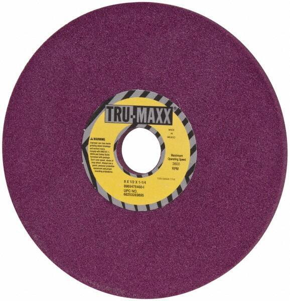 Tru-Maxx - 8" Diam x 1-1/4" Hole x 1/2" Thick, I Hardness, 60 Grit Surface Grinding Wheel - Aluminum Oxide, Type 1, Medium Grade, 3,600 Max RPM, No Recess - Eagle Tool & Supply
