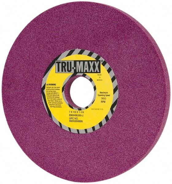 Tru-Maxx - 7" Diam x 1-1/4" Hole x 1/2" Thick, J Hardness, 80 Grit Surface Grinding Wheel - Aluminum Oxide, Type 1, Medium Grade, 3,600 Max RPM, No Recess - Eagle Tool & Supply