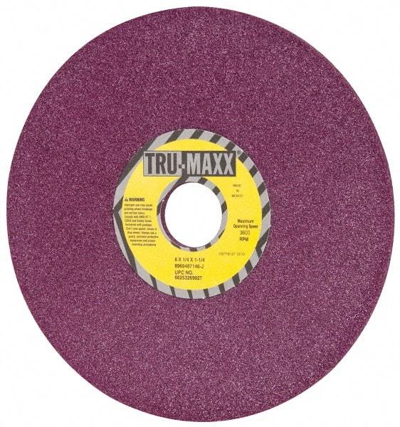 Tru-Maxx - 8" Diam x 1-1/4" Hole x 1/4" Thick, J Hardness, 46 Grit Surface Grinding Wheel - Aluminum Oxide, Type 1, Coarse Grade, 3,600 Max RPM, No Recess - Eagle Tool & Supply