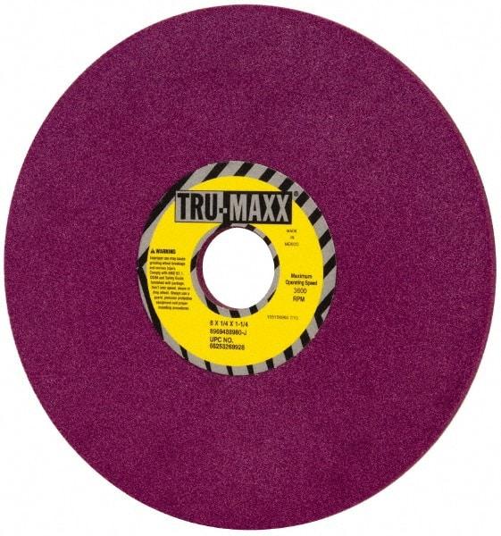 Tru-Maxx - 8" Diam x 1-1/4" Hole x 1/4" Thick, J Hardness, 80 Grit Surface Grinding Wheel - Aluminum Oxide, Type 1, Medium Grade, 3,600 Max RPM, No Recess - Eagle Tool & Supply