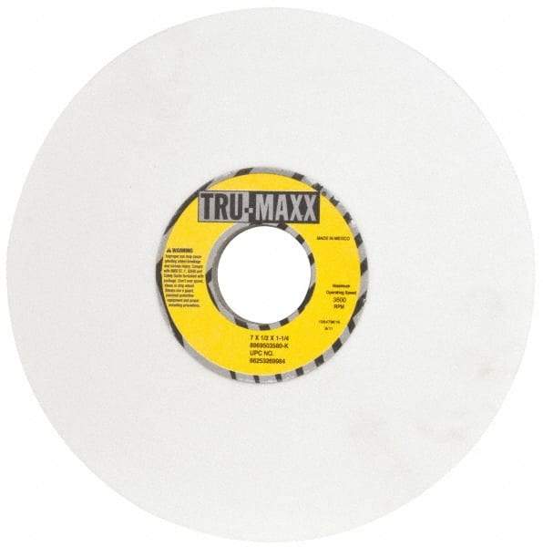 Tru-Maxx - 7" Diam, 1-1/4" Hole Size, 1/2" Overall Thickness, 80 Grit, Type 12 Tool & Cutter Grinding Wheel - Medium Grade, Aluminum Oxide, K Hardness, 3,600 RPM - Eagle Tool & Supply