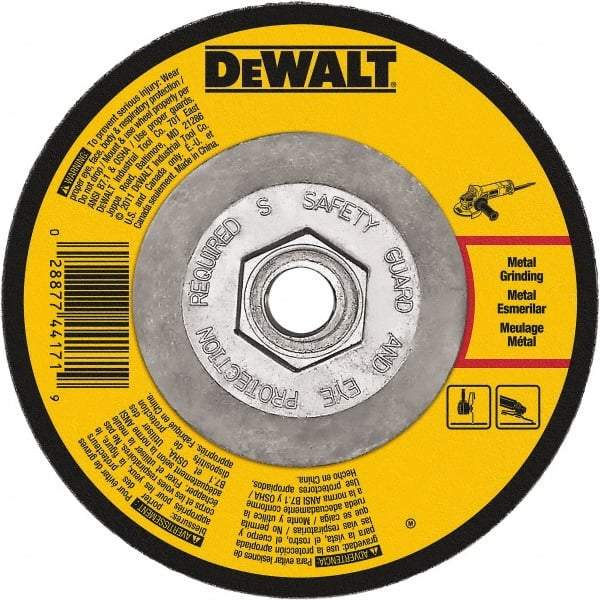 DeWALT - 24 Grit, 9" Wheel Diam, 1/4" Wheel Thickness, Type 27 Depressed Center Wheel - Aluminum Oxide, Resinoid Bond, 6,600 Max RPM - Eagle Tool & Supply