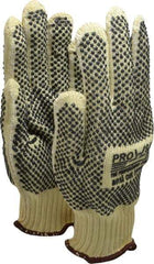 PRO-SAFE - Size L (9), ANSI Cut Lvl 4, PVC Coated Cut Resistant Gloves - Fully Coated Coated, ATA/Cotton Lining, Knit Wrist, Yellow/Black, Paired - Eagle Tool & Supply