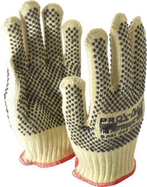 PRO-SAFE - Size S (7), ANSI Cut Lvl 4, PVC Coated Cut Resistant Gloves - Fully Coated Coated, ATA/Cotton Lining, Knit Wrist, Yellow/Black, Paired - Eagle Tool & Supply