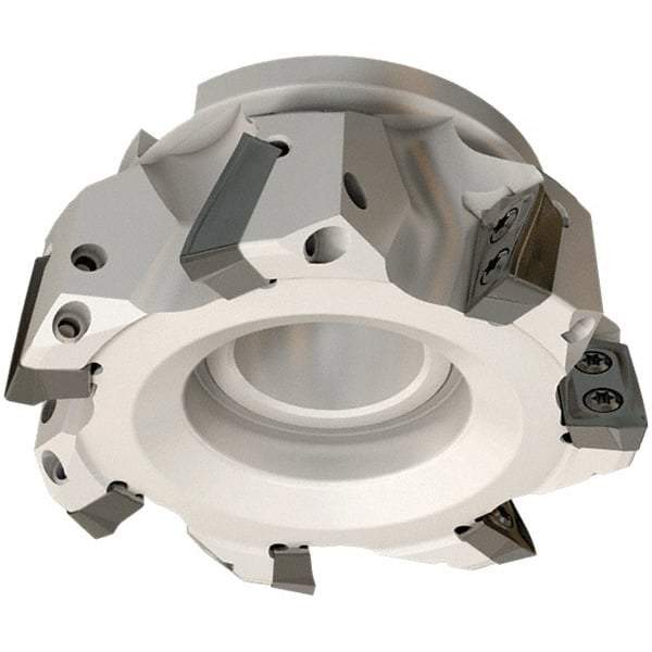 Iscar - 3 Inserts, 50mm Cut Diam, 22mm Arbor Diam, 21mm Max Depth of Cut, Indexable Square-Shoulder Face Mill - 0/90° Lead Angle, 50mm High, HP AD.. 2207 Insert Compatibility, Through Coolant, Series Heliplus - Eagle Tool & Supply