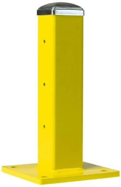 Steel King - Single 18 Inch High Corner Steel Guard Rail Mount Post - Yellow, 10 Inch Mounted Length x 10 Inch Mounted Width For Use with Steel King Railing - Eagle Tool & Supply