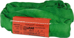 Lift-All - 3' Long x 3" Wide, 5,300 Lb Vertical Capacity, Polyester Web Sling - 4,200 Lb Choker Capacity, 7/8" Diam Chain, Green - Eagle Tool & Supply