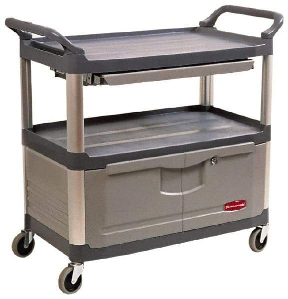 Rubbermaid - 300 Lb Capacity, 20" Wide x 40-5/8" Long x 37-13/16" High Instrument Cart - 2 Shelf, Plastic - Eagle Tool & Supply