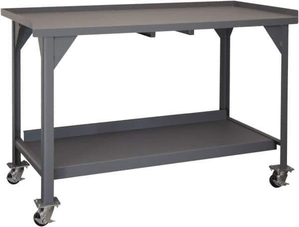 Durham - Roll-Around Workbench Mobile Work Bench - Steel, Gray, 60" Long x 30" Deep x 39-1/2" High - Eagle Tool & Supply