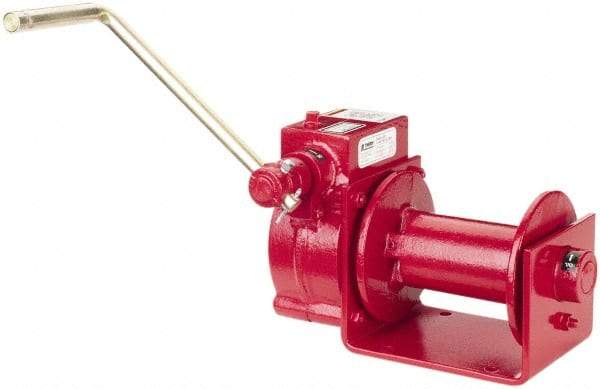 THERN - 2000/1000 Lbs. Load Limit Worm Gear Hand Winch - 2,000 Lbs. Line Pull Capacity, 15 Lbs. Force to Lift 1,000 Pounds, 1/4 inch Cable Diameter - Eagle Tool & Supply