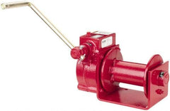 THERN - 2000/1000 Lbs. Load Limit Worm Gear Hand Winch - 2,000 Lbs. Line Pull Capacity, 15 Lbs. Force to Lift 1,000 Pounds, 1/4 inch Cable Diameter - Eagle Tool & Supply