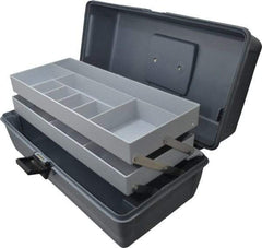 Flambeau - 11 Compartment 2 Tray Tool Box - 15" Wide x 6-3/4" Deep x 6-1/2" High, Copolymer Resin, Gray - Eagle Tool & Supply