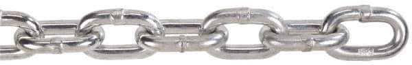 Peerless Chain - 3/16" Welded Proof Coil Chain - 800 Lb Capacity, Grade 30, 250' Long, Carbon Steel, Bright Chrome Finish - Eagle Tool & Supply