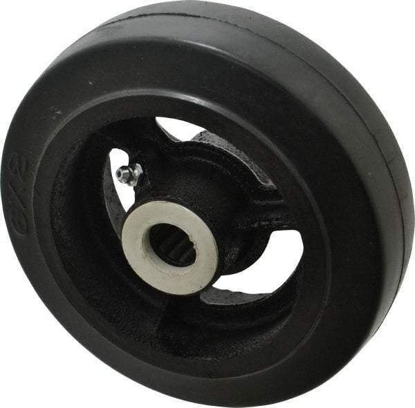Fairbanks - 6 Inch Diameter x 2 Inch Wide, Rubber Caster Wheel - 410 Lb. Capacity, 2-3/16 Inch Hub Length, 3/4 Inch Axle Diameter, Roller Bearing - Eagle Tool & Supply