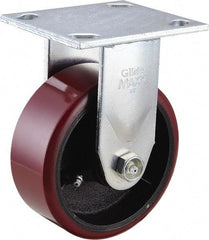 Value Collection - 5" Diam x 2" Wide x 6-1/2" OAH Top Plate Mount Rigid Caster - Polyurethane, 1,200 Lb Capacity, Roller Bearing, 4 x 4-1/2" Plate - Eagle Tool & Supply