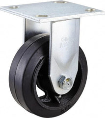 Value Collection - 5" Diam x 2" Wide x 6-1/2" OAH Top Plate Mount Rigid Caster - Rubber, 500 Lb Capacity, Roller Bearing, 4 x 4-1/2" Plate - Eagle Tool & Supply