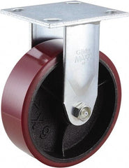 Value Collection - 6" Diam x 2" Wide x 7-1/2" OAH Top Plate Mount Rigid Caster - Polyurethane, 1,200 Lb Capacity, Roller Bearing, 4 x 4-1/2" Plate - Eagle Tool & Supply