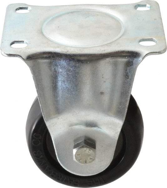 Fairbanks - 3" Diam x 1-1/4" Wide x 4-3/8" OAH Top Plate Mount Rigid Caster - Soft Rubber, 175 Lb Capacity, Self-Lubricating Bearing, 2-7/8 x 3-5/8" Plate - Eagle Tool & Supply