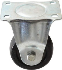 Fairbanks - 3" Diam x 1-1/4" Wide x 4-3/8" OAH Top Plate Mount Rigid Caster - Soft Rubber, 175 Lb Capacity, Self-Lubricating Bearing, 2-7/8 x 3-5/8" Plate - Eagle Tool & Supply