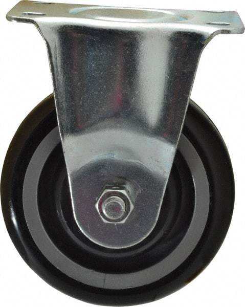 Fairbanks - 4" Diam x 1-1/4" Wide x 5" OAH Top Plate Mount Rigid Caster - Polyurethane, 250 Lb Capacity, Ball Bearing, 2-7/8 x 3-5/8" Plate - Eagle Tool & Supply