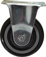 Fairbanks - 4" Diam x 1-1/4" Wide x 5" OAH Top Plate Mount Rigid Caster - Polyurethane, 250 Lb Capacity, Ball Bearing, 2-7/8 x 3-5/8" Plate - Eagle Tool & Supply