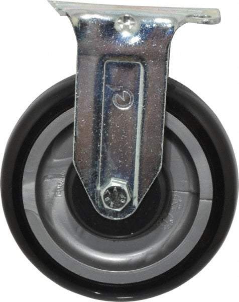 Fairbanks - 5" Diam x 1-1/4" Wide x 6-15/32" OAH Top Plate Mount Rigid Caster - Polyurethane, 275 Lb Capacity, Ball Bearing, 2-7/8 x 3-5/8" Plate - Eagle Tool & Supply
