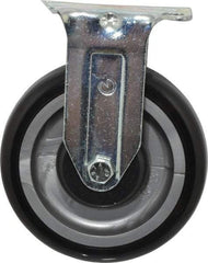 Fairbanks - 5" Diam x 1-1/4" Wide x 6-15/32" OAH Top Plate Mount Rigid Caster - Polyurethane, 275 Lb Capacity, Ball Bearing, 2-7/8 x 3-5/8" Plate - Eagle Tool & Supply