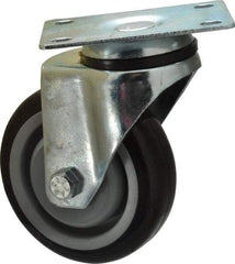 Fairbanks - 4" Diam x 1-1/4" Wide x 5" OAH Top Plate Mount Swivel Caster - Polyurethane, 250 Lb Capacity, Ball Bearing, 2-7/8 x 3-5/8" Plate - Eagle Tool & Supply