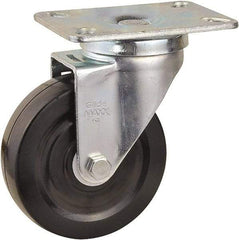 Value Collection - 4" Diam x 1-1/4" Wide x 5-13/32" OAH Top Plate Mount Swivel Caster - Soft Rubber, 200 Lb Capacity, Self-Lubricating Bearing, 2-7/8 x 3-5/8" Plate - Eagle Tool & Supply
