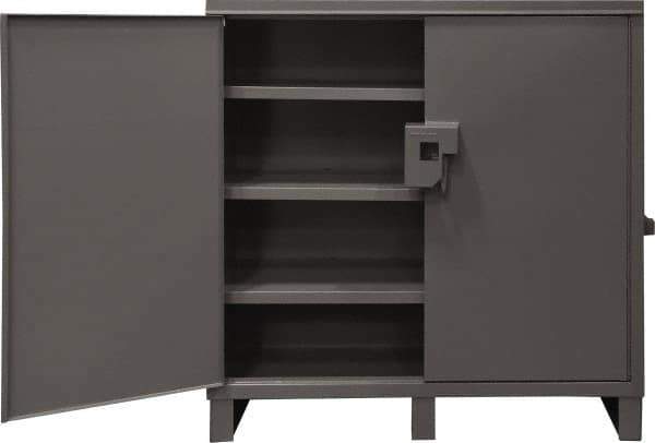 Durham - 3 Shelf Locking Storage Cabinet - Steel, 60" Wide x 24" Deep x 60" High, Gray - Eagle Tool & Supply
