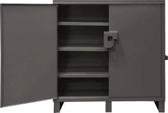 Durham - 3 Shelf Locking Storage Cabinet - Steel, 60" Wide x 24" Deep x 60" High, Gray - Eagle Tool & Supply