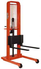Presto Lifts - 2,000 Lb Capacity, 64" Lift Height, Adjustable Forks Base - Straddle Manually Operated Lift - Eagle Tool & Supply