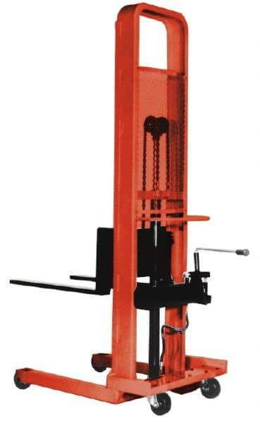 Presto Lifts - 2,000 Lb Capacity, 50" Lift Height, Adjustable Forks Base - Straddle Manually Operated Lift - 3-1/4" Minimum Operating Height - Eagle Tool & Supply