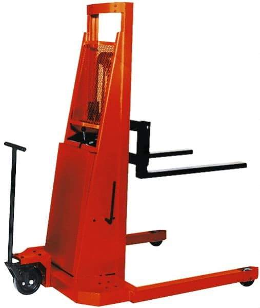 Presto Lifts - 2,700 Lb Capacity, 127" Lift Height, Battery Operated Pallet Straddle Stacker - 2-1/2" Lowered Height, 24" Load Center, 36" Fork Length, 56" Overall Width - Eagle Tool & Supply
