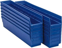 Akro-Mils - 23-5/8" Deep, Blue Hopper Shelf Bin - 4" High x 4-1/8" Wide x 23-5/8" Long - Eagle Tool & Supply