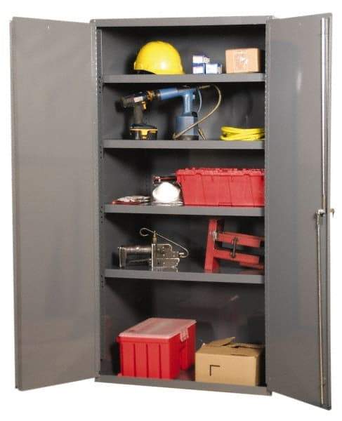 Durham - 2 Shelf Locking Storage Cabinet - Steel, 36" Wide x 24" Deep x 42" High, Gray - Eagle Tool & Supply