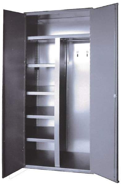 Durham - 5 Shelf Combination Storage Cabinet - Steel, 36" Wide x 24" Deep x 84" High, Gray - Eagle Tool & Supply