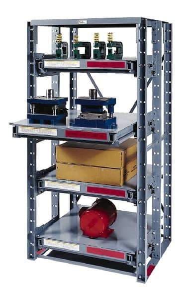 Made in USA - 3 Shelf Starter Full Extension Roll-Out Open Steel Shelving - 2,000 Lb Capacity, 44" Wide x 84-1/2" High x 36" Deep, Gray - Eagle Tool & Supply