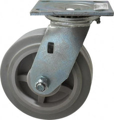 Value Collection - 6" Diam x 2" Wide x 7-1/2" OAH Top Plate Mount Swivel Caster - TPR, 550 Lb Capacity, Roller Bearing, 4 x 4-1/2" Plate - Eagle Tool & Supply