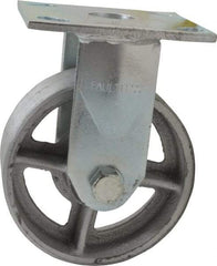 Albion - 5" Diam x 2" Wide x 6-1/2" OAH Top Plate Mount Rigid Caster - Semi-Steel, 900 Lb Capacity, Roller Bearing, 4 x 4-1/2" Plate - Eagle Tool & Supply